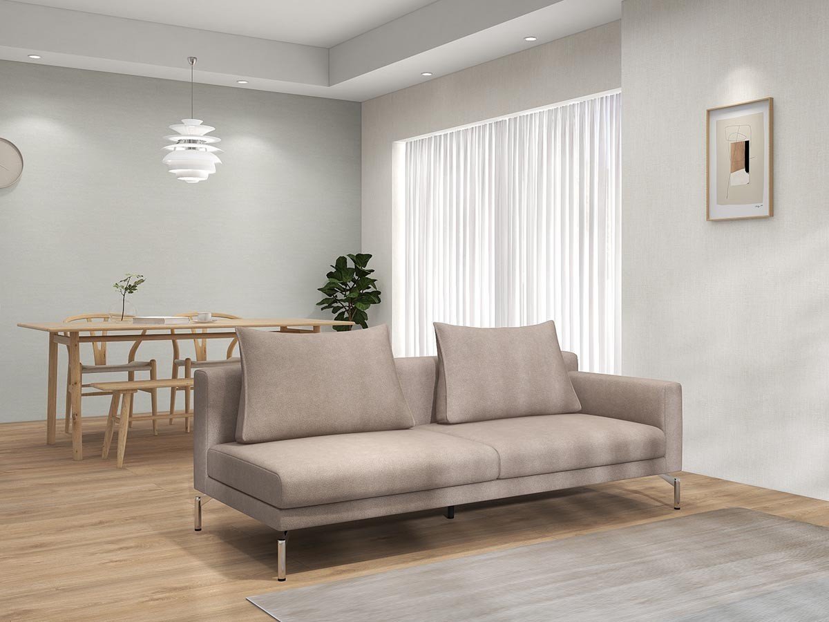 【フランネルソファ/FLANNEL SOFA / GOODS】のLENIS 3P ONE ARM SOFA / レニス 3人掛け片肘ソファ インテリア・キッズ・メンズ・レディースファッション・服の通販 founy(ファニー) 　クッション　Cushion, Throw Pillow　シンプル　Simple, Minimal　スタンダード　Standard, Basic　パイピング　Piping, Trim Design　フォルム　Silhouette, Form　ポケット　Pocket, Pocket Detail　モダン　Modern, Contemporary　リラックス　Relax, Relaxed Fit　ホーム・キャンプ・アウトドア・お取り寄せ　Home Living / Home & Lifestyle / Camping Gear / Outdoor Camping　家具・インテリア　Home Furniture & Interior. Stylish & Functional Living Spaces　ソファー　Couches & Sofas　張地:HCシリーズ サンドベージュ(グループ5)、脚部クロムメッキ、アーム位置:座って左アーム|ID: prp329100004438015 ipo3291000000036810242