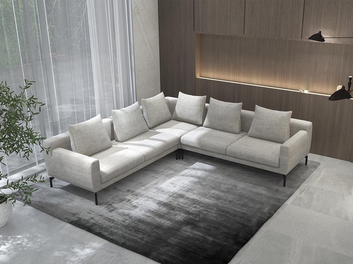 【フランネルソファ/FLANNEL SOFA / GOODS】のLENIS 3P ONE ARM SOFA / レニス 3人掛け片肘ソファ インテリア・キッズ・メンズ・レディースファッション・服の通販 founy(ファニー) 　クッション　Cushion, Throw Pillow　シンプル　Simple, Minimal　スタンダード　Standard, Basic　パイピング　Piping, Trim Design　フォルム　Silhouette, Form　ポケット　Pocket, Pocket Detail　モダン　Modern, Contemporary　リラックス　Relax, Relaxed Fit　ホーム・キャンプ・アウトドア・お取り寄せ　Home Living / Home & Lifestyle / Camping Gear / Outdoor Camping　家具・インテリア　Home Furniture & Interior. Stylish & Functional Living Spaces　ソファー　Couches & Sofas　張地:HUシリーズ ライトグレー(グループ4)、脚部ブラック焼付塗装|ID: prp329100004438015 ipo3291000000036810254