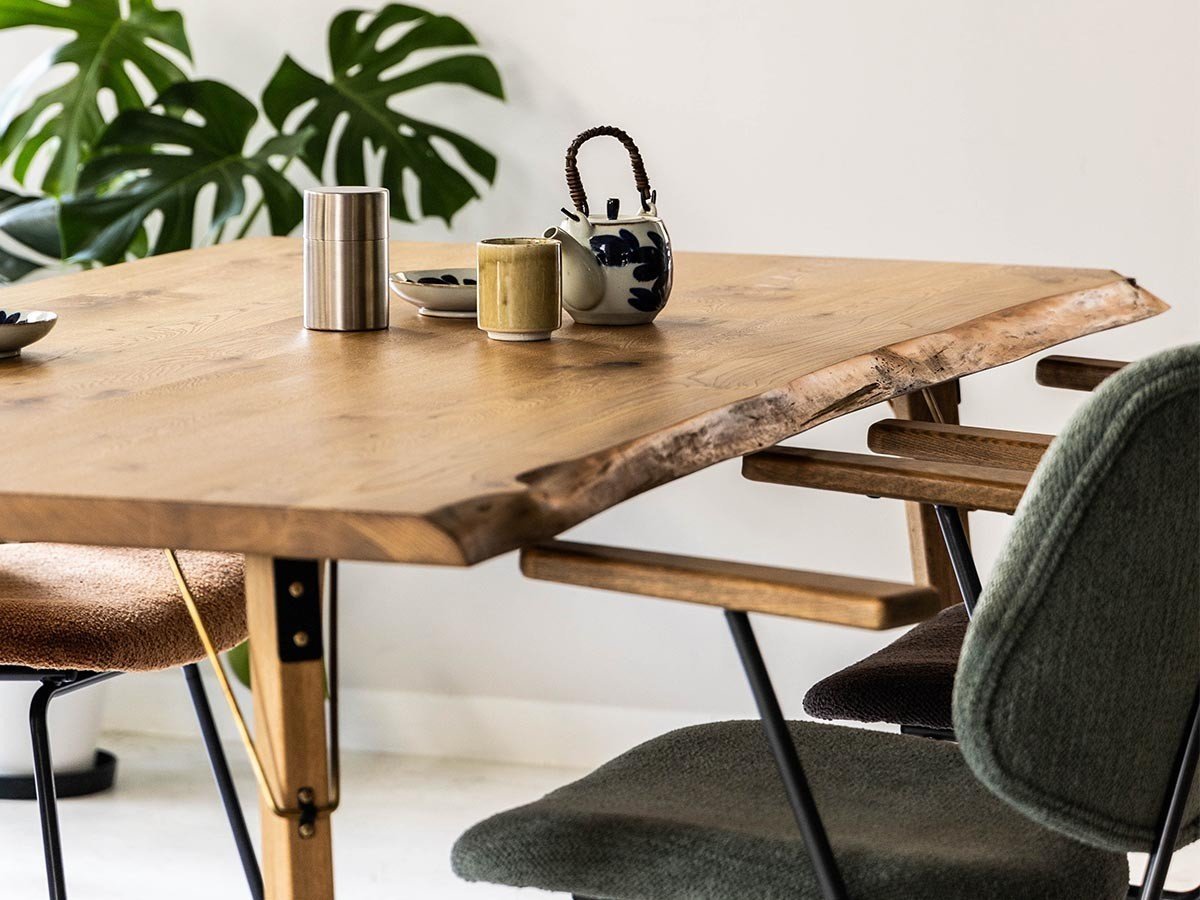 【イージーライフ/Easy Life / GOODS】のMEATH DINING TABLE / ミース ダイニングテーブル ライブエッジ天板(幅160cm)+ No.3脚(ブラス脚) インテリア・キッズ・メンズ・レディースファッション・服の通販 founy(ファニー) 　オイル　Oil　コーティング　Coating　スタッズ　Studs　テーブル　Table　ビンテージ　Vintage　ベーシック　Basic　メタリック　Metallic　ホーム・キャンプ・アウトドア・お取り寄せ　Home,Garden,Outdoor,Camping Gear　家具・インテリア　Furniture　テーブル　Table　ダイニングテーブル　Dining Table　参考イメージ|ID: prp329100004465930 ipo3291000000031340831