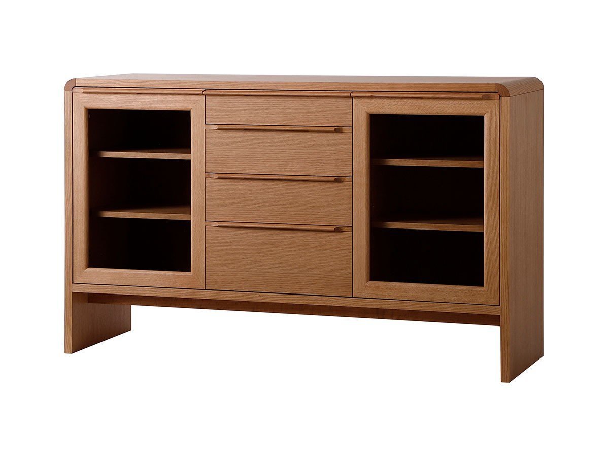 【日進木工/NISSHIN MOKKOU / GOODS】のGROW Sideboard / グロウ サイドボード ガラス扉 インテリア・キッズ・メンズ・レディースファッション・服の通販 founy(ファニー) 　ガラス　Glass　ステーショナリー　Stationery　フォルム　Form　エレガント 上品　Elegant　ホーム・キャンプ・アウトドア・お取り寄せ　Home,Garden,Outdoor,Camping Gear　家具・インテリア　Home Furniture & Interior. Stylish & Functional Living Spaces　収納家具・キャビネット　Storage Furniture　サイドボード　Sideboard　ウッド:オーク TER(ウレタン塗装)、サイズ:幅135cm|ID: prp329100004599497 ipo3291000000032696154