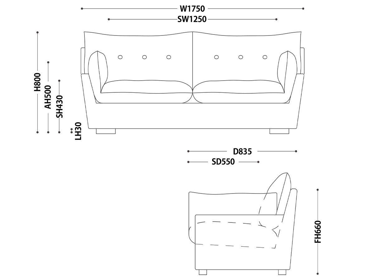 【ノーウェアライクホーム/NOWHERE LIKE HOME / GOODS】のJANN Sofa / ジャン ソファ インテリア・キッズ・メンズ・レディースファッション・服の通販 founy(ファニー) 　クッション　Cushion, Throw Pillow　ファブリック　Fabric, Textile　フェザー　Feather, Feather Detail　リネン　Linen, Linen Fabric　リラックス　Relax, Relaxed Fit　ルーズ　Loose, Oversized　ホーム・キャンプ・アウトドア・お取り寄せ　Home Living / Home & Lifestyle / Camping Gear / Outdoor Camping　家具・インテリア　Home Furniture & Interior. Stylish & Functional Living Spaces　ソファー　Couches & Sofas　「2.5人掛け」寸法図|ID: prp329100004630964 ipo3291000000033315378