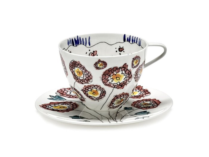 【セラックス/SERAX / GOODS】のMIDNIGHT FLOWERS by MARNI Cappuchino Cup with Saucer Anemone Milk / ミッドナイトフラワーズ バイ マルニ カプチーノカップ / ソーサー 200ml アネモネミルク インテリア・キッズ・メンズ・レディースファッション・服の通販 founy(ファニー) https://founy.com/ 送料無料 Free Shipping イタリア Italy オレンジ Orange テーブル Table, Dining Table フォルム Silhouette, Form ラベンダー Lavender 手描き Hand-Drawn, Illustrated |ID: prp329100004660671 ipo3291000000033727594