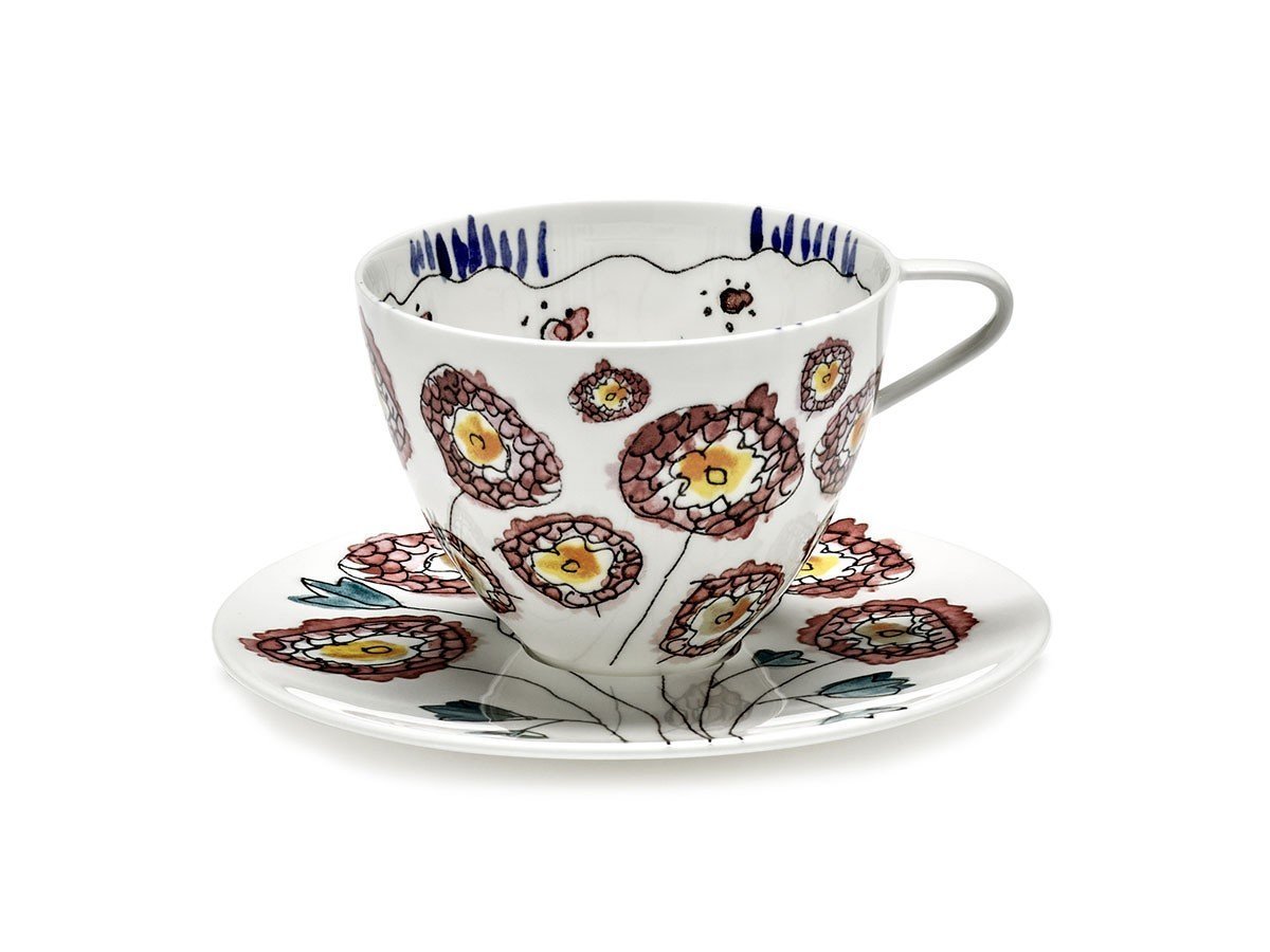 【セラックス/SERAX / GOODS】のMIDNIGHT FLOWERS by MARNI Cappuchino Cup with Saucer Anemone Milk / ミッドナイトフラワーズ バイ マルニ カプチーノカップ / ソーサー 200ml アネモネミルク インテリア・キッズ・メンズ・レディースファッション・服の通販 founy(ファニー) 　送料無料　Free Shipping　イタリア　Italy　オレンジ　Orange　テーブル　Table, Dining Table　フォルム　Silhouette, Form　ラベンダー　Lavender　手描き　Hand-Drawn, Illustrated　-|ID: prp329100004660671 ipo3291000000033727595