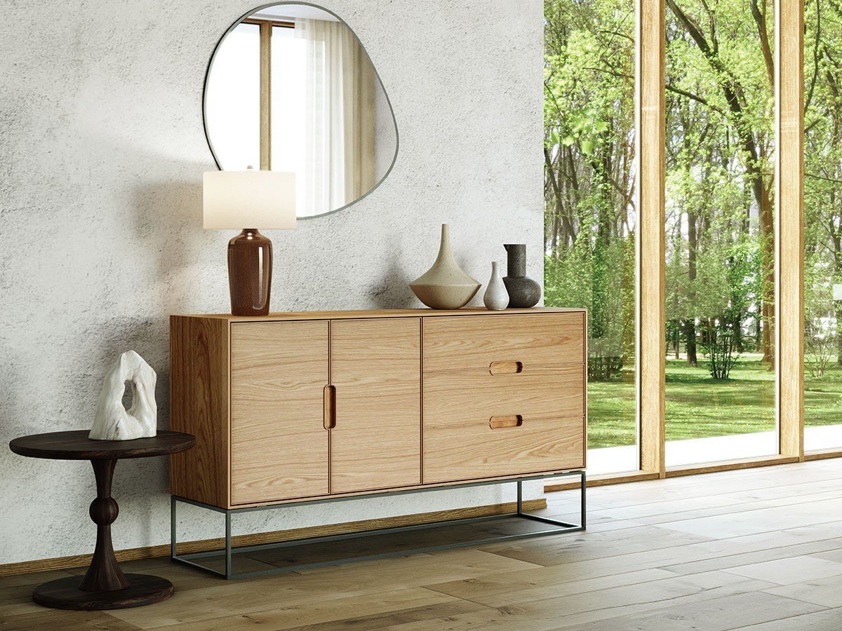 【松井木工/MATSUI MOKKO / GOODS】のLAF Chest 6drawers / ラフ リビングチェスト 6ドロワー 幅160cm(木面 / 鉄脚) インテリア・キッズ・メンズ・レディースファッション・服の通販 founy(ファニー) 　スリム　Slim, Slim Fit　チェリー　Cherry, Cherry Pattern　フレーム　Frame, Outline　ホーム・キャンプ・アウトドア・お取り寄せ　Home Living / Home & Lifestyle / Camping Gear / Outdoor Camping　家具・インテリア　Home Furniture & Interior. Stylish & Functional Living Spaces　収納家具・キャビネット　Storage Furniture　チェスト・収納引き出し　Drawers / Storage Chest　ホーム・キャンプ・アウトドア・お取り寄せ　Home Living / Home & Lifestyle / Camping Gear / Outdoor Camping　家具・インテリア　Home Furniture & Interior. Stylish & Functional Living Spaces　収納家具・キャビネット　Storage Furniture　サイドボード・リビング収納　Cabinet / Storage Cabinet　参考イメージ(ウッド:ホワイトオーク)|ID: prp329100004671508 ipo3291000000033770286