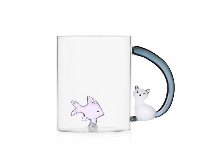 【イッケンドルフ ミラノ/ICHENDORF MILANO / GOODS】のTabby Cat Mug Pink Fish & White Cat with Smoke Tail / タビーキャット マグ ピンクフィッシュ & ホワイトキャット with スモークテール 450ml インテリア・キッズ・メンズ・レディースファッション・服の通販 founy(ファニー) https://founy.com/ ガラス Glass, Glassware テーブル Table, Dining Table 猫 Cat, Kitty |ID: prp329100004771514 ipo3291000000034567301