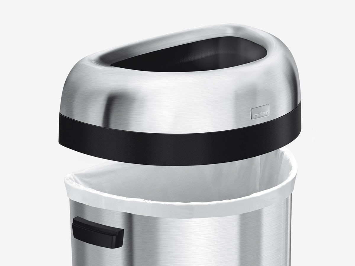 【シンプルヒューマン/SIMPLEHUMAN / GOODS】のOPEN CAN / オープンカン セミラウンド オープントップ ダストボックス 60L インテリア・キッズ・メンズ・レディースファッション・服の通販 founy(ファニー) 　送料無料　Free Shipping　コーティング　Coating, Coated Finish　フラット　Flat, Flat Shoes　ボックス　Boxy, Box Shape　ラウンド　Round, Round Neck　ホーム・キャンプ・アウトドア・お取り寄せ　Home Living / Home & Lifestyle / Camping Gear / Outdoor Camping　家具・インテリア　Home Furniture & Interior. Stylish & Functional Living Spaces　その他 インテリア雑貨、家具　Home Decor & Furniture Extras　簡単にフタが取り外せるので手早くゴミ袋の交換ができます。|ID: prp329100004850725 ipo3291000000035558663