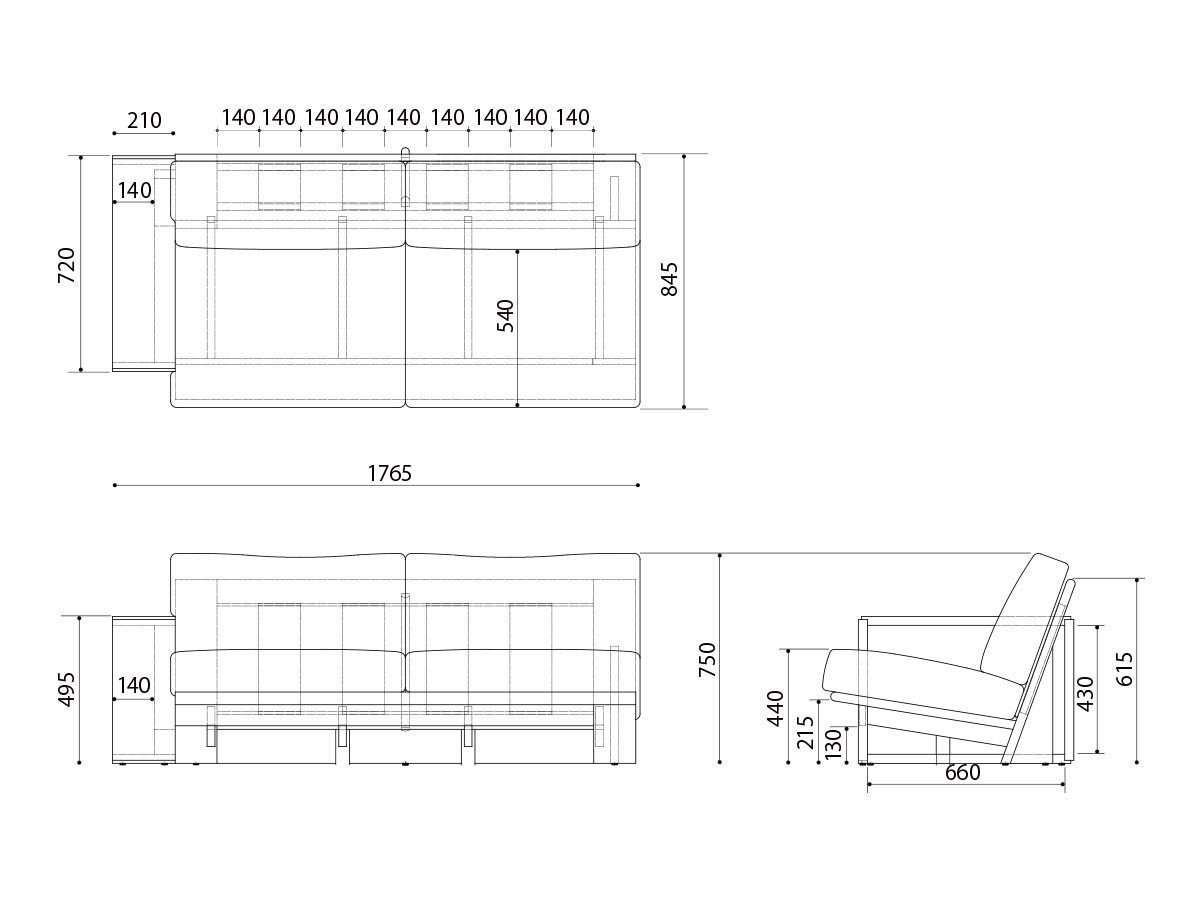 【プーロ/PURO / GOODS】のONE ARM SOFA / ワンアームソファ インテリア・キッズ・メンズ・レディースファッション・服の通販 founy(ファニー) アシンメトリー Asymmetrical Style クッション Cushion, Throw Pillow フォーム Form フランス France, French フレーム Frame, Outline モダン Modern, Contemporary ホーム・キャンプ・アウトドア・お取り寄せ Home Living / Home & Lifestyle / Camping Gear / Outdoor Camping 家具・インテリア Home Furniture & Interior. Stylish & Functional Living Spaces ソファー Couches & Sofas 寸法図「幅176.5cm」|ID: prp329100004880364 ipo3291000000036424591