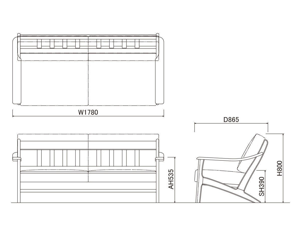 【フライミー ヴェール/FLYMEe vert / GOODS】のSOFA / ソファ #117238 インテリア・キッズ・メンズ・レディースファッション・服の通販 founy(ファニー) 　クッション　Cushion, Throw Pillow　フェザー　Feather, Feather Detail　フレーム　Frame, Outline　ホーム・キャンプ・アウトドア・お取り寄せ　Home Living / Home & Lifestyle / Camping Gear / Outdoor Camping　家具・インテリア　Home Furniture & Interior. Stylish & Functional Living Spaces　ソファー　Couches & Sofas　「3人掛け」寸法図|ID: prp329100004881853 ipo3291000000036438536