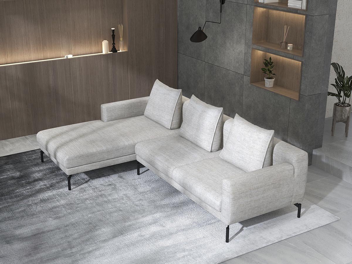 【フランネルソファ/FLANNEL SOFA / GOODS】のLENIS COUCH / レニス カウチ インテリア・キッズ・メンズ・レディースファッション・服の通販 founy(ファニー) 　クッション　Cushion, Throw Pillow　シンプル　Simple, Minimal　スタンダード　Standard, Basic　パイピング　Piping, Trim Design　フォルム　Silhouette, Form　ポケット　Pocket, Pocket Detail　モダン　Modern, Contemporary　リラックス　Relax, Relaxed Fit　ロング　Long, Long-Length　ホーム・キャンプ・アウトドア・お取り寄せ　Home Living / Home & Lifestyle / Camping Gear / Outdoor Camping　家具・インテリア　Home Furniture & Interior. Stylish & Functional Living Spaces　その他 インテリア雑貨、家具　Home Decor & Furniture Extras　張地:HUシリーズ ライトグレー(グループ4)、脚部ブラック焼付塗装、カウチ位置:座って右カウチ|ID: prp329100004886059 ipo3291000000036477675