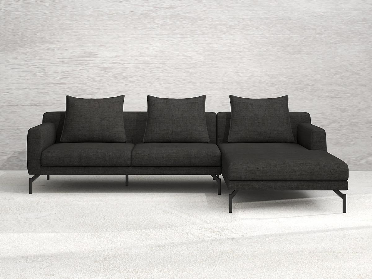 【フランネルソファ/FLANNEL SOFA / GOODS】のLENIS COUCH / レニス カウチ インテリア・キッズ・メンズ・レディースファッション・服の通販 founy(ファニー) 　クッション　Cushion, Throw Pillow　シンプル　Simple, Minimal　スタンダード　Standard, Basic　パイピング　Piping, Trim Design　フォルム　Silhouette, Form　ポケット　Pocket, Pocket Detail　モダン　Modern, Contemporary　リラックス　Relax, Relaxed Fit　ロング　Long, Long-Length　ホーム・キャンプ・アウトドア・お取り寄せ　Home Living / Home & Lifestyle / Camping Gear / Outdoor Camping　家具・インテリア　Home Furniture & Interior. Stylish & Functional Living Spaces　その他 インテリア雑貨、家具　Home Decor & Furniture Extras　張地:HUシリーズ チャコールグレー(グループ4)、脚部ブラック焼付塗装、カウチ位置:座って左カウチ|ID: prp329100004886059 ipo3291000000036477679