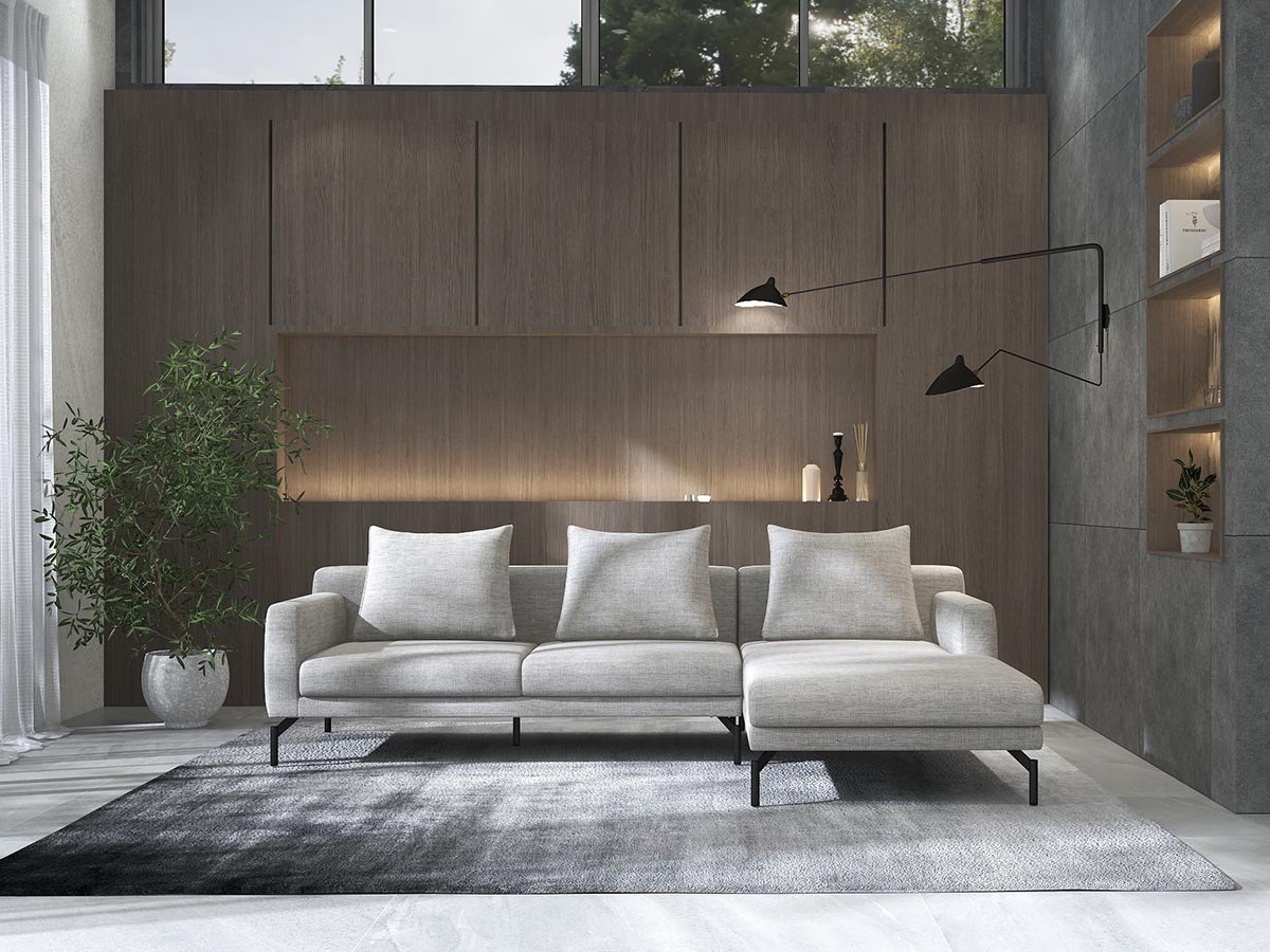 【フランネルソファ/FLANNEL SOFA / GOODS】のLENIS COUCH / レニス カウチ インテリア・キッズ・メンズ・レディースファッション・服の通販 founy(ファニー) 　クッション　Cushion, Throw Pillow　シンプル　Simple, Minimal　スタンダード　Standard, Basic　パイピング　Piping, Trim Design　フォルム　Silhouette, Form　ポケット　Pocket, Pocket Detail　モダン　Modern, Contemporary　リラックス　Relax, Relaxed Fit　ロング　Long, Long-Length　ホーム・キャンプ・アウトドア・お取り寄せ　Home Living / Home & Lifestyle / Camping Gear / Outdoor Camping　家具・インテリア　Home Furniture & Interior. Stylish & Functional Living Spaces　その他 インテリア雑貨、家具　Home Decor & Furniture Extras　張地:HUシリーズ ライトグレー(グループ4)、脚部ブラック焼付塗装、カウチ位置:座って左カウチ|ID: prp329100004886059 ipo3291000000036477681