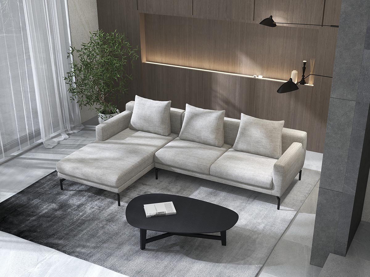 【フランネルソファ/FLANNEL SOFA / GOODS】のLENIS COUCH / レニス カウチ インテリア・キッズ・メンズ・レディースファッション・服の通販 founy(ファニー) 　クッション　Cushion, Throw Pillow　シンプル　Simple, Minimal　スタンダード　Standard, Basic　パイピング　Piping, Trim Design　フォルム　Silhouette, Form　ポケット　Pocket, Pocket Detail　モダン　Modern, Contemporary　リラックス　Relax, Relaxed Fit　ロング　Long, Long-Length　ホーム・キャンプ・アウトドア・お取り寄せ　Home Living / Home & Lifestyle / Camping Gear / Outdoor Camping　家具・インテリア　Home Furniture & Interior. Stylish & Functional Living Spaces　その他 インテリア雑貨、家具　Home Decor & Furniture Extras　張地:HUシリーズ ライトグレー(グループ4)、脚部ブラック焼付塗装、カウチ位置:座って右カウチ|ID: prp329100004886059 ipo3291000000036477684