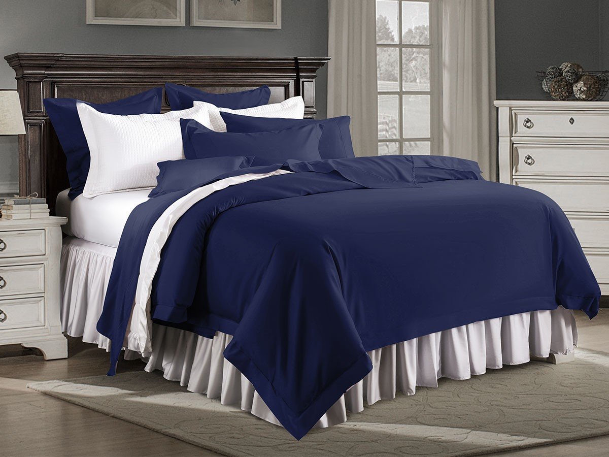 【ホテルライクインテリア/HOTEL LIKE INTERIOR / GOODS】の400TC Cotton Sateen / 400TC コットンサテン 掛け布団カバー / ボックスシーツ インテリア・キッズ・メンズ・レディースファッション・服の通販 founy(ファニー) 　サテン　Satin, Glossy Fabric　なめらか　Smooth, Silky Texture　バランス　Balance, Style Balance　ボックス　Boxy, Box Shape　ラグジュアリー　Luxury, Elegant　リネン　Linen, Linen Fabric　送料無料　Free Shipping　エレガント 上品　Elegant　ホーム・キャンプ・アウトドア・お取り寄せ　Home Living / Home & Lifestyle / Camping Gear / Outdoor Camping　家具・インテリア　Home Furniture & Interior. Stylish & Functional Living Spaces　その他 インテリア雑貨、家具　Home Decor & Furniture Extras　掛け布団カバー:ネイビー 1点、ボックスシーツ:ホワイト 1点|ID: prp329100004903344 ipo3291000000036699030