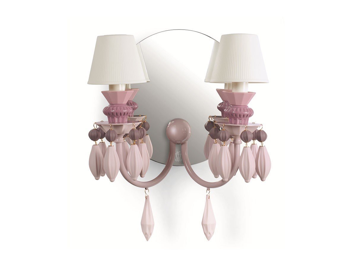【リヤドロ/LLADRO / GOODS】のBelle de Nuit Wall Light 2 / ベル・ドゥ・ニュイ ウォールライト 2灯 インテリア・キッズ・メンズ・レディースファッション・服の通販 founy(ファニー) 　エレガント 上品　Elegant　コレクション　Collection, Seasonal Line　透かし　Cut-Out, Lacework　フォルム　Silhouette, Form　レース　Lace, Lace Fabric　送料無料　Free Shipping　ホーム・キャンプ・アウトドア・お取り寄せ　Home Living / Home & Lifestyle / Camping Gear / Outdoor Camping　家具・インテリア　Home Furniture & Interior. Stylish & Functional Living Spaces　ライト・照明　Lamps & Lighting Fixtures　ホーム・キャンプ・アウトドア・お取り寄せ　Home Living / Home & Lifestyle / Camping Gear / Outdoor Camping　家具・インテリア　Home Furniture & Interior. Stylish & Functional Living Spaces　ミラー・ドレッサー　Mirrors & Dressers　壁掛けミラー・全身鏡・スタンドミラー　Wall Mirror　ホーム・キャンプ・アウトドア・お取り寄せ　Home Living / Home & Lifestyle / Camping Gear / Outdoor Camping　家具・インテリア　Home Furniture & Interior. Stylish & Functional Living Spaces　ミラー・ドレッサー　Mirrors & Dressers　ドレッサー・ミラー付き化粧台　Vanity Table for Bedroom　ピンク|ID: prp329100004911708 ipo3291000000036806846