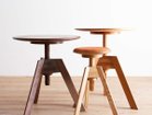 【広松木工/Hiromatsu Furniture / GOODS】のLUME / ルメ スツール 左:同シリーズのテーブル(ウォールナット)、中央:本商品(チェリー)、右:同シリーズのテーブル(チェ|ID: prp329100004920644 ipo3291000000036915677