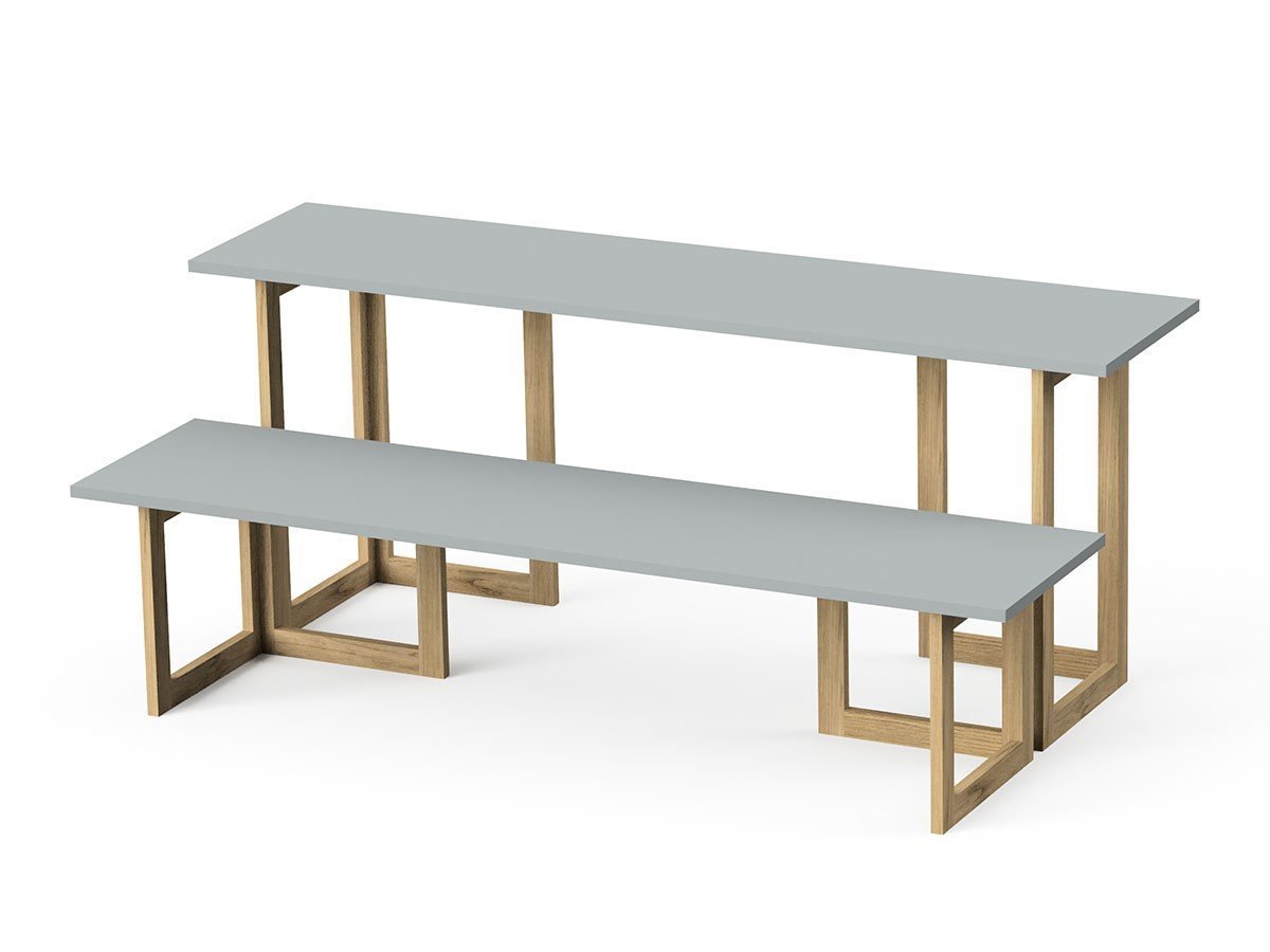 【スティール/stiiilll / GOODS】のTable Set / テーブルセット メラミン天板 ハーフ + 木脚 M インテリア・キッズ・メンズ・レディースファッション・服の通販 founy(ファニー) 　送料無料　Free Shipping　シンプル　Simple, Minimal　スリム　Slim, Slim Fit　テーブル　Table, Dining Table　デスク　Desk, Work Desk　ハーフ　Half, Half-Length　フラット　Flat, Flat Shoes　ホーム・キャンプ・アウトドア・お取り寄せ　Home Living / Home & Lifestyle / Camping Gear / Outdoor Camping　家具・インテリア　Home Furniture & Interior. Stylish & Functional Living Spaces　その他 インテリア雑貨、家具　Home Decor & Furniture Extras　サイズ違いの「メラミン天板 ハーフ + 木脚 S」と組み合わせて、ディスプレイ棚としてもご使用いただ|ID: prp329100004921163 ipo3291000000036919551