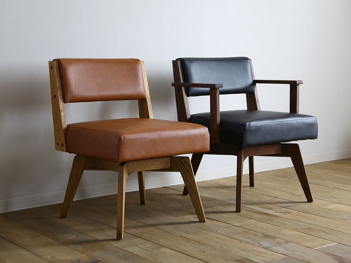 【イージーライフ/Easy Life / GOODS】のCAIN CHAIR / カイン 回転チェア 肘無(オーク材) インテリア・キッズ・メンズ・レディースファッション・服の通販 founy(ファニー) 　ファブリック　Fabric, Textile　ホーム・キャンプ・アウトドア・お取り寄せ　Home Living / Home & Lifestyle / Camping Gear / Outdoor Camping　家具・インテリア　Home Furniture & Interior. Stylish & Functional Living Spaces　チェア・椅子　Seating & Chairs　ダイニングチェア・木製チェア　Dining Chairs　左:本商品、右:同シリーズの「肘付タイプ(ウォールナット材)」|ID: prp329100004939458 ipo3291000000037065535