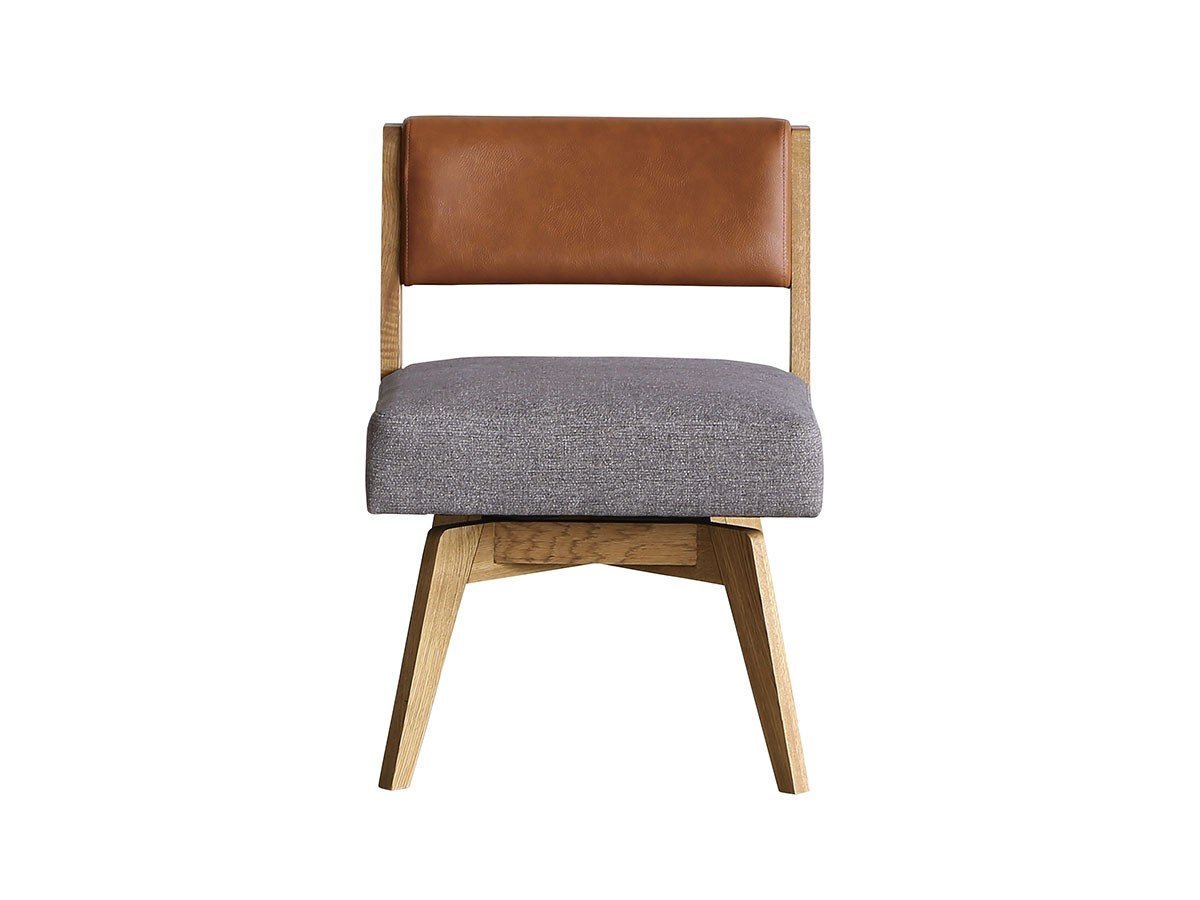 【イージーライフ/Easy Life / GOODS】のCAIN CHAIR / カイン 回転チェア 肘無(オーク材) インテリア・キッズ・メンズ・レディースファッション・服の通販 founy(ファニー) 　ファブリック　Fabric, Textile　ホーム・キャンプ・アウトドア・お取り寄せ　Home Living / Home & Lifestyle / Camping Gear / Outdoor Camping　家具・インテリア　Home Furniture & Interior. Stylish & Functional Living Spaces　チェア・椅子　Seating & Chairs　ダイニングチェア・木製チェア　Dining Chairs　張地:PVCブラウン × ICグレー、座面カバー:不要|ID: prp329100004939458 ipo3291000000037065545