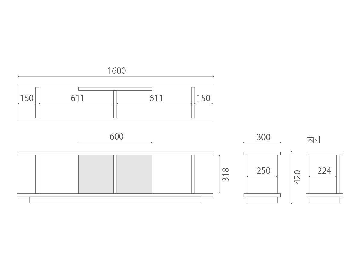 【マスターウォール/MASTERWAL / GOODS】のDANISH SHELF / デニッシュ シェルフ インテリア・キッズ・メンズ・レディースファッション・服の通販 founy(ファニー) 　ウッド　Wooden Design　テーブル　Table, Dining Table　ホーム・キャンプ・アウトドア・お取り寄せ　Home Living / Home & Lifestyle / Camping Gear / Outdoor Camping　家具・インテリア　Home Furniture & Interior. Stylish & Functional Living Spaces　テーブル　Dining, Coffee & Side Tables　サイドテーブル・ナイトテーブル　Side & End Tables　ホーム・キャンプ・アウトドア・お取り寄せ　Home Living / Home & Lifestyle / Camping Gear / Outdoor Camping　家具・インテリア　Home Furniture & Interior. Stylish & Functional Living Spaces　収納家具・キャビネット　Storage Furniture　シェルフ・オープンラック・収納棚　Open Shelf Rack　寸法図(幅160cm)|ID: prp329100004941203 ipo3291000000037084597
