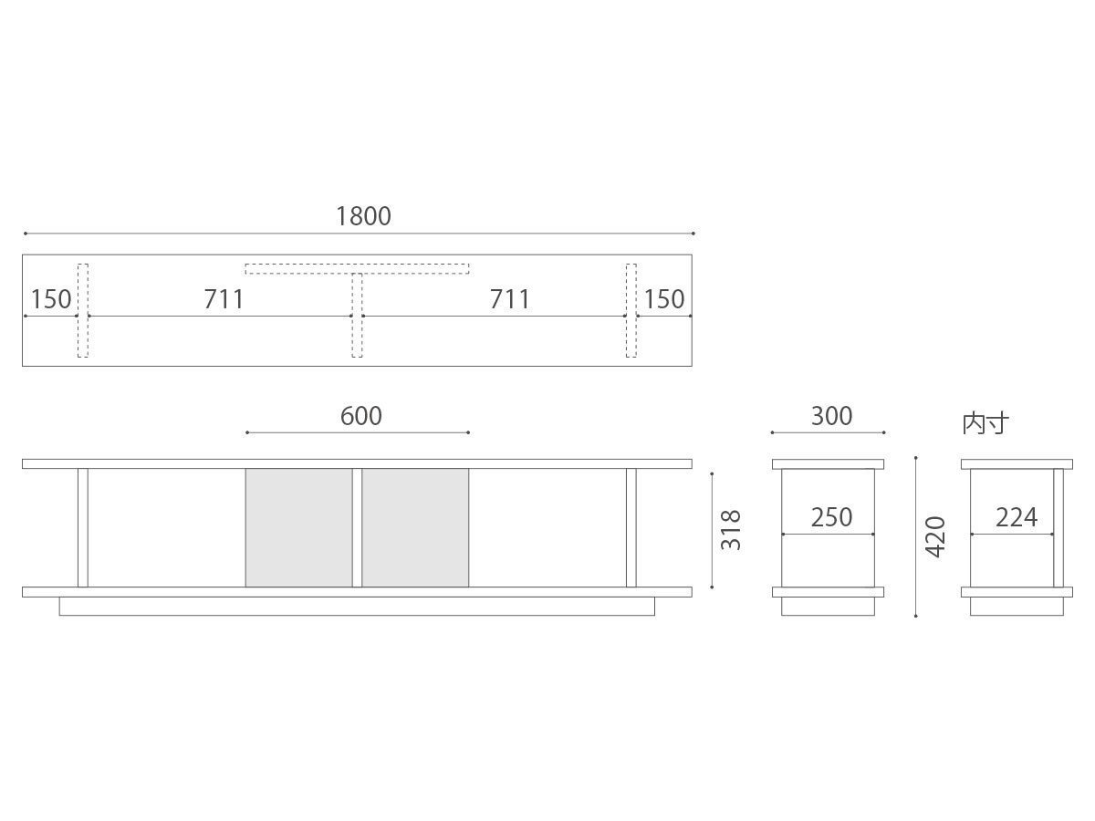 【マスターウォール/MASTERWAL / GOODS】のDANISH SHELF / デニッシュ シェルフ インテリア・キッズ・メンズ・レディースファッション・服の通販 founy(ファニー) 　ウッド　Wooden Design　テーブル　Table, Dining Table　ホーム・キャンプ・アウトドア・お取り寄せ　Home Living / Home & Lifestyle / Camping Gear / Outdoor Camping　家具・インテリア　Home Furniture & Interior. Stylish & Functional Living Spaces　テーブル　Dining, Coffee & Side Tables　サイドテーブル・ナイトテーブル　Side & End Tables　ホーム・キャンプ・アウトドア・お取り寄せ　Home Living / Home & Lifestyle / Camping Gear / Outdoor Camping　家具・インテリア　Home Furniture & Interior. Stylish & Functional Living Spaces　収納家具・キャビネット　Storage Furniture　シェルフ・オープンラック・収納棚　Open Shelf Rack　寸法図(幅180cm)|ID: prp329100004941203 ipo3291000000037084598