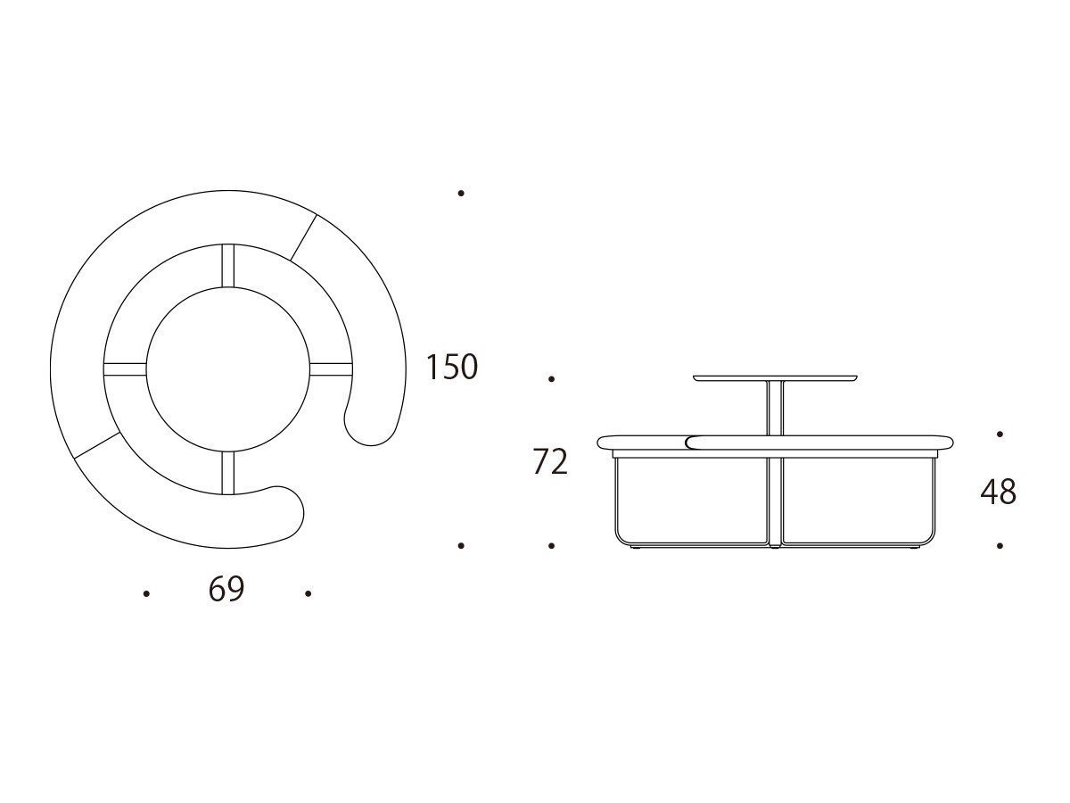 【プラスハレ/Plus Halle / GOODS】のPicnic +halle / ピクニック プラス ハレ インテリア・キッズ・メンズ・レディースファッション・服の通販 founy(ファニー) 　クッション　Cushion, Throw Pillow　テーブル　Table, Dining Table　フレーム　Frame, Outline　ホーム・キャンプ・アウトドア・お取り寄せ　Home Living / Home & Lifestyle / Camping Gear / Outdoor Camping　家具・インテリア　Home Furniture & Interior. Stylish & Functional Living Spaces　テーブル　Dining, Coffee & Side Tables　カフェテーブル・丸型テーブル　Cafe & Bistro Tables　「直径:150cm、高さ:ロータイプ」寸法図|ID: prp329100004941743 ipo3291000000037089059