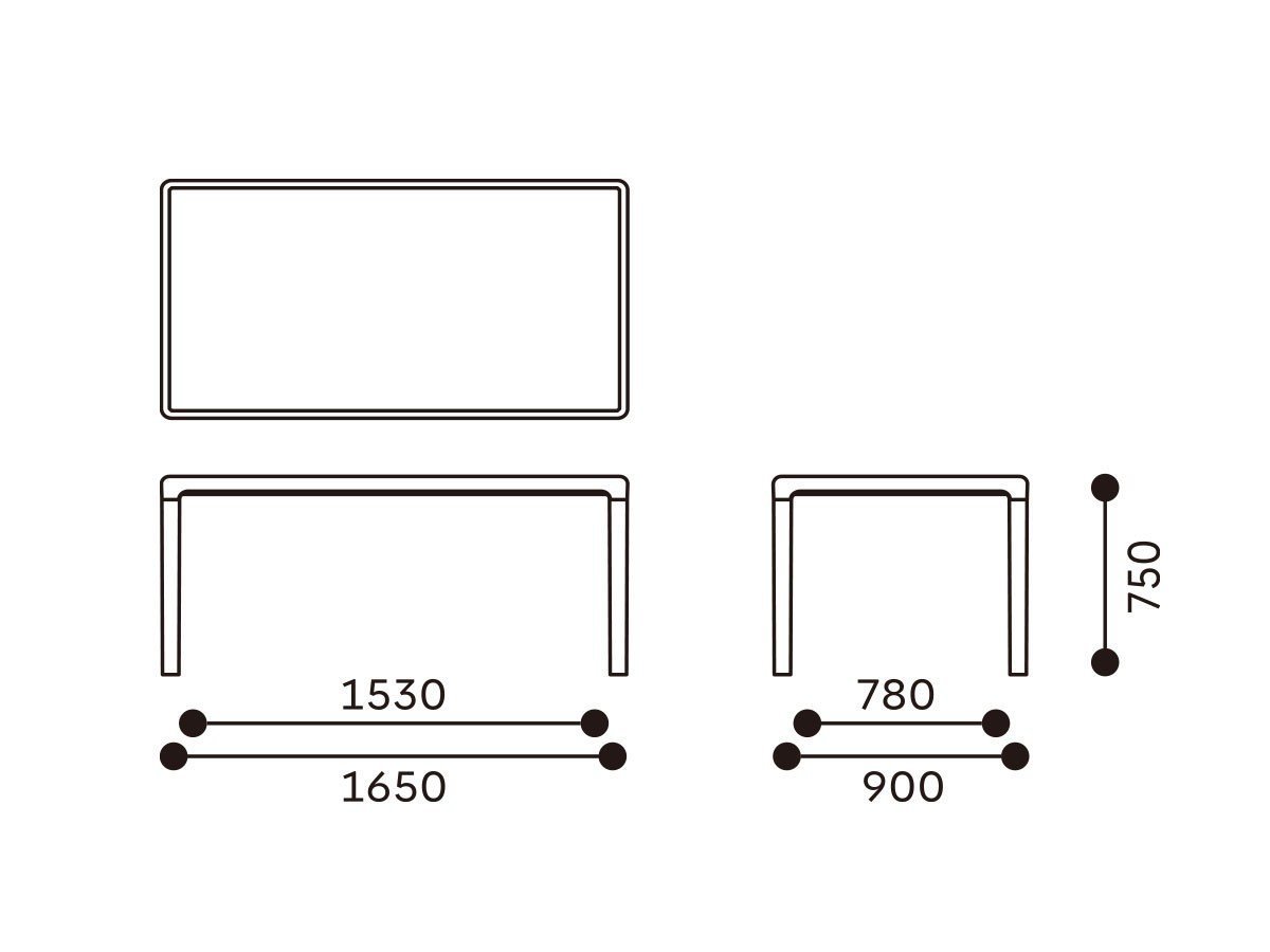 【カリモクケース/KARIMOKU CASE / GOODS】のNF-DT01 / NF-DT01 インテリア・キッズ・メンズ・レディースファッション・服の通販 founy(ファニー) 　コレクション　Collection, Seasonal Line　シンプル　Simple, Minimal　テーブル　Table, Dining Table　ホーム・キャンプ・アウトドア・お取り寄せ　Home Living / Home & Lifestyle / Camping Gear / Outdoor Camping　家具・インテリア　Home Furniture & Interior. Stylish & Functional Living Spaces　テーブル　Dining, Coffee & Side Tables　ダイニングテーブル・食卓テーブル　Dining Tables　「幅165cm」寸法図|ID: prp329100004941746 ipo3291000000037089070