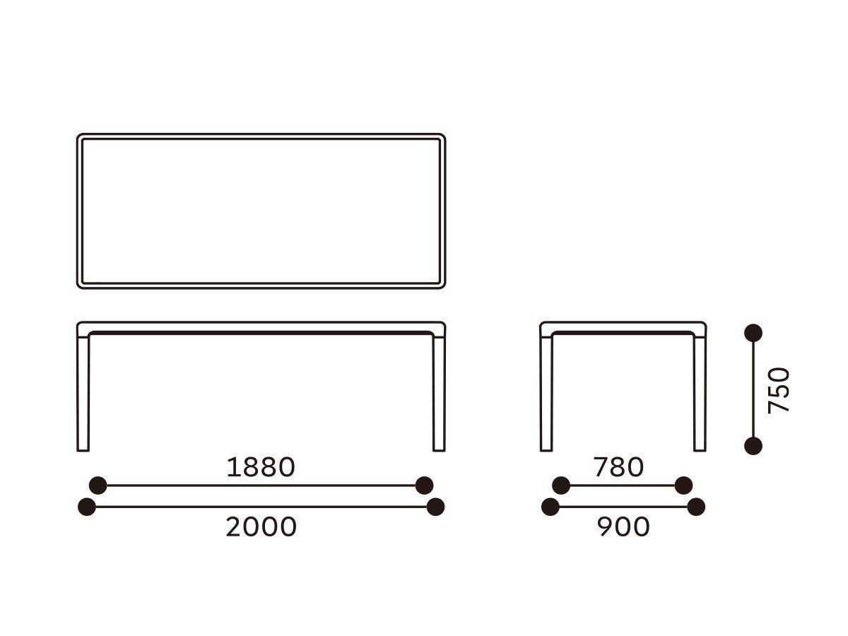 【カリモクケース/KARIMOKU CASE / GOODS】のNF-DT01 / NF-DT01 インテリア・キッズ・メンズ・レディースファッション・服の通販 founy(ファニー) 　コレクション　Collection, Seasonal Line　シンプル　Simple, Minimal　テーブル　Table, Dining Table　ホーム・キャンプ・アウトドア・お取り寄せ　Home Living / Home & Lifestyle / Camping Gear / Outdoor Camping　家具・インテリア　Home Furniture & Interior. Stylish & Functional Living Spaces　テーブル　Dining, Coffee & Side Tables　ダイニングテーブル・食卓テーブル　Dining Tables　「幅200cm」寸法図|ID: prp329100004941746 ipo3291000000037089071