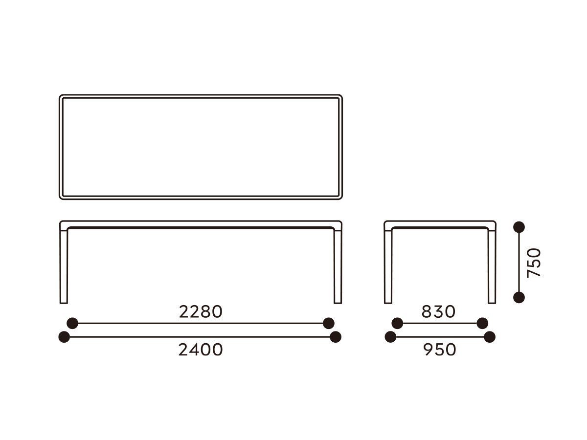 【カリモクケース/KARIMOKU CASE / GOODS】のNF-DT01 / NF-DT01 インテリア・キッズ・メンズ・レディースファッション・服の通販 founy(ファニー) 　コレクション　Collection, Seasonal Line　シンプル　Simple, Minimal　テーブル　Table, Dining Table　ホーム・キャンプ・アウトドア・お取り寄せ　Home Living / Home & Lifestyle / Camping Gear / Outdoor Camping　家具・インテリア　Home Furniture & Interior. Stylish & Functional Living Spaces　テーブル　Dining, Coffee & Side Tables　ダイニングテーブル・食卓テーブル　Dining Tables　「幅240cm」寸法図|ID: prp329100004941746 ipo3291000000037089072