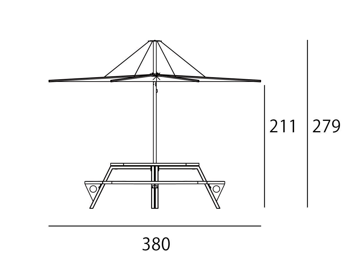 【エクストレミス/extremis / GOODS】のGargantua + Inumbrina / ガルガンチュア + インアンブリーナ Φ380 インテリア・キッズ・メンズ・レディースファッション・服の通販 founy(ファニー) 　アウトドア　Outdoor Clothing　コンパクト　Compact, Small Size　傘　Umbrella, Parasol　軽量　Lightweight, Ultra Light　シンプル　Simple, Minimal　テーブル　Table, Dining Table　ファブリック　Fabric, Textile　プレート　Plate, Dish　ビジネス 仕事 通勤　Business / Work / Commuting　「ガルガンチュア + インアンブリーナ Φ380」寸法図|ID: prp329100004944397 ipo3291000000037111188