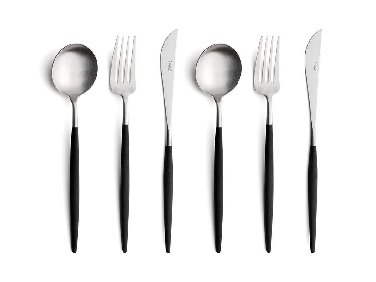 【クチポール/Cutipol / GOODS】のGOA Cutlery Set / ゴア ディナー6本セット(ブラック × シルバー) インテリア・キッズ・メンズ・レディースファッション・服の通販 founy(ファニー) 　シルバー　Silver, Metallic Silver　シンプル　Simple, Minimal　テーブル　Table, Dining Table　フォルム　Silhouette, Form　モダン　Modern, Contemporary　送料無料　Free Shipping　-|ID: prp329100004946633 ipo3291000000037126106