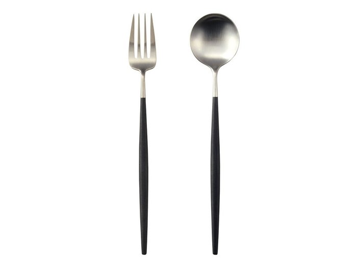 【クチポール/Cutipol / GOODS】のGOA Serving Spoon & Fork / ゴア サービングスプーン & フォーク(ブラック × シルバー) インテリア・キッズ・メンズ・レディースファッション・服の通販 founy(ファニー) https://founy.com/ エレガント 上品 Elegant シルバー Silver, Metallic Silver シンプル Simple, Minimal テーブル Table, Dining Table フォルム Silhouette, Form 送料無料 Free Shipping |ID: prp329100004947082 ipo3291000000037127586