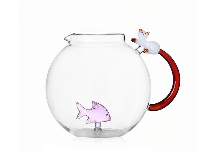 【イッケンドルフ ミラノ/ICHENDORF MILANO / GOODS】のTabby Cat Jug Pink Fish & White Cat with Amber Tail / タビーキャット ジャグ ピンクフィッシュ & ホワイトキャット with アンバーテール 2.4L インテリア・キッズ・メンズ・レディースファッション・服の通販 founy(ファニー) https://founy.com/ 送料無料 Free Shipping ガラス Glass, Glassware テーブル Table, Dining Table 猫 Cat, Kitty |ID: prp329100004947594 ipo3291000000037129460