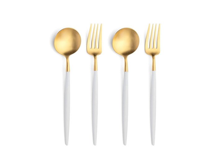 【クチポール/Cutipol / GOODS】のGOA Dessert Cutlery Set / ゴア デザート4本セット(ホワイト × ゴールド) インテリア・キッズ・メンズ・レディースファッション・服の通販 founy(ファニー) https://founy.com/ 送料無料 Free Shipping エレガント 上品 Elegant テーブル Table, Dining Table デザート Dessert, Sweet Treat フォルム Silhouette, Form |ID: prp329100004947631 ipo3291000000037129616