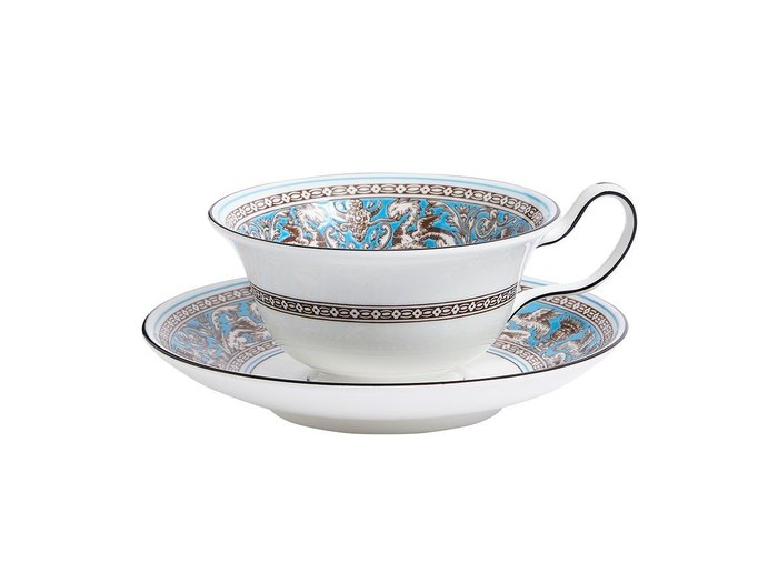 【ウェッジウッド/WEDGWOOD / GOODS】のFLORENTINE TURQUOISE TEACUP & SAUCER / フロレンティーン ターコイズ ティーカップ & ソーサー ピオニー インテリア・キッズ・メンズ・レディースファッション・服の通販 founy(ファニー) https://founy.com/ 送料無料 Free Shipping ターコイズ Turquoise, Blue-Green テーブル Table, Dining Table パターン Pattern, Design Print フォーマル Formal, Dressy ボーダー Border, Stripe モチーフ Motif, Design Theme |ID: prp329100004947797 ipo3291000000037130346
