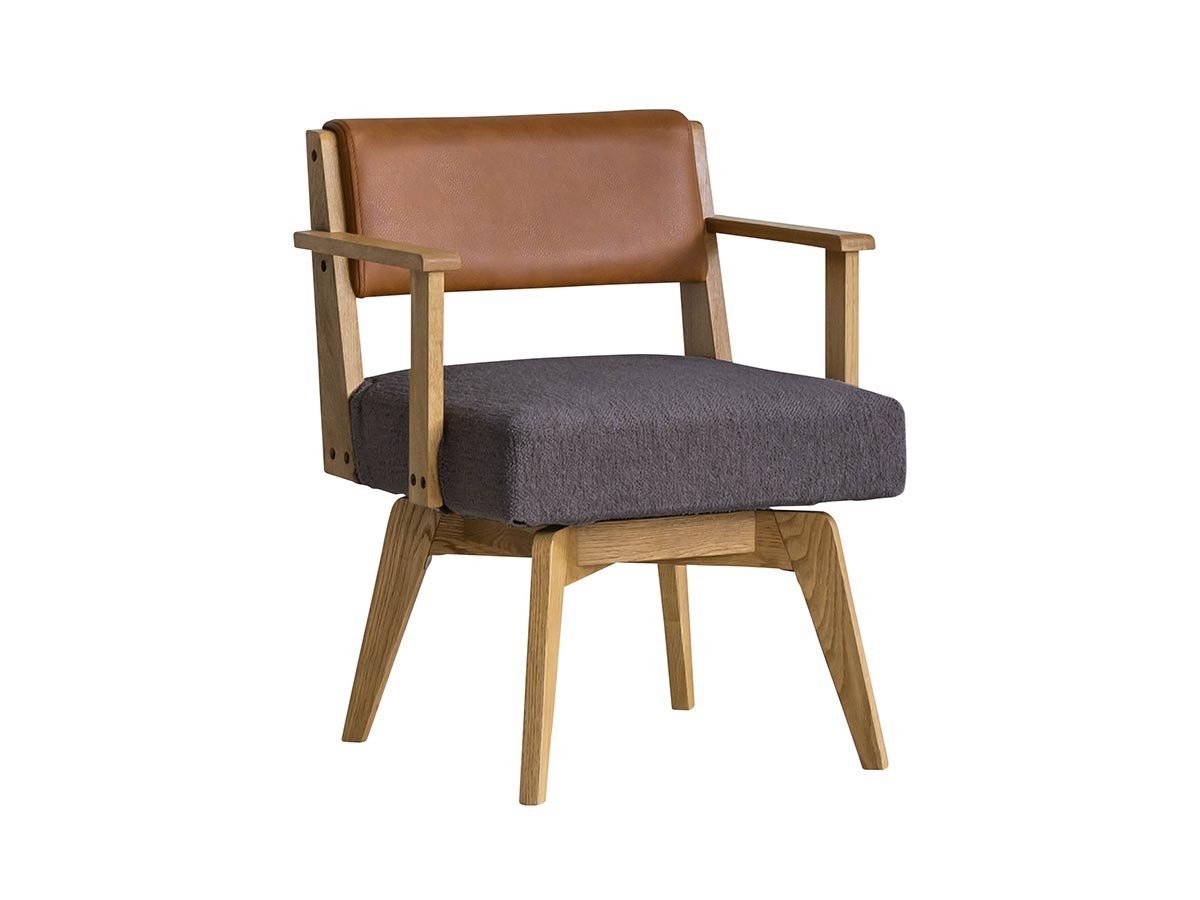 【イージーライフ/Easy Life / GOODS】のCAIN CHAIR / カイン 回転チェア 肘付(オーク材) インテリア・キッズ・メンズ・レディースファッション・服の通販 founy(ファニー) 　ファブリック　Fabric, Textile　ホーム・キャンプ・アウトドア・お取り寄せ　Home Living / Home & Lifestyle / Camping Gear / Outdoor Camping　家具・インテリア　Home Furniture & Interior. Stylish & Functional Living Spaces　チェア・椅子　Seating & Chairs　ダイニングチェア・木製チェア　Dining Chairs　座面カバー:チャコールブラウン|ID: prp329100004960217 ipo3291000000037215980