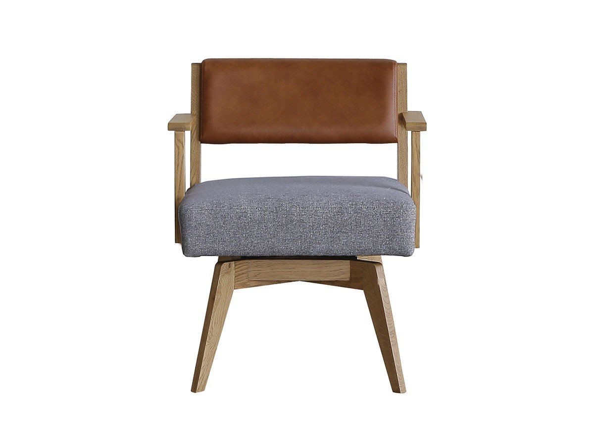 【イージーライフ/Easy Life / GOODS】のCAIN CHAIR / カイン 回転チェア 肘付(オーク材) インテリア・キッズ・メンズ・レディースファッション・服の通販 founy(ファニー) 　ファブリック　Fabric, Textile　ホーム・キャンプ・アウトドア・お取り寄せ　Home Living / Home & Lifestyle / Camping Gear / Outdoor Camping　家具・インテリア　Home Furniture & Interior. Stylish & Functional Living Spaces　チェア・椅子　Seating & Chairs　ダイニングチェア・木製チェア　Dining Chairs　張地:PVCブラウン × ICグレー、座面カバー:不要|ID: prp329100004960217 ipo3291000000037215991
