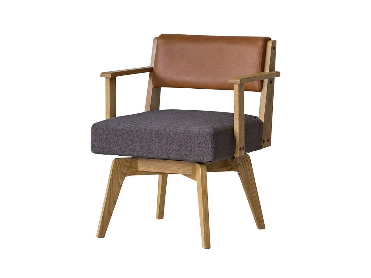 【イージーライフ/Easy Life / GOODS】のCAIN CHAIR / カイン 回転チェア 肘付(オーク材) インテリア・キッズ・メンズ・レディースファッション・服の通販 founy(ファニー) 　ファブリック　Fabric, Textile　ホーム・キャンプ・アウトドア・お取り寄せ　Home Living / Home & Lifestyle / Camping Gear / Outdoor Camping　家具・インテリア　Home Furniture & Interior. Stylish & Functional Living Spaces　チェア・椅子　Seating & Chairs　ダイニングチェア・木製チェア　Dining Chairs　座面カバー:チャコールブラウン|ID: prp329100004960217 ipo3291000000037215993