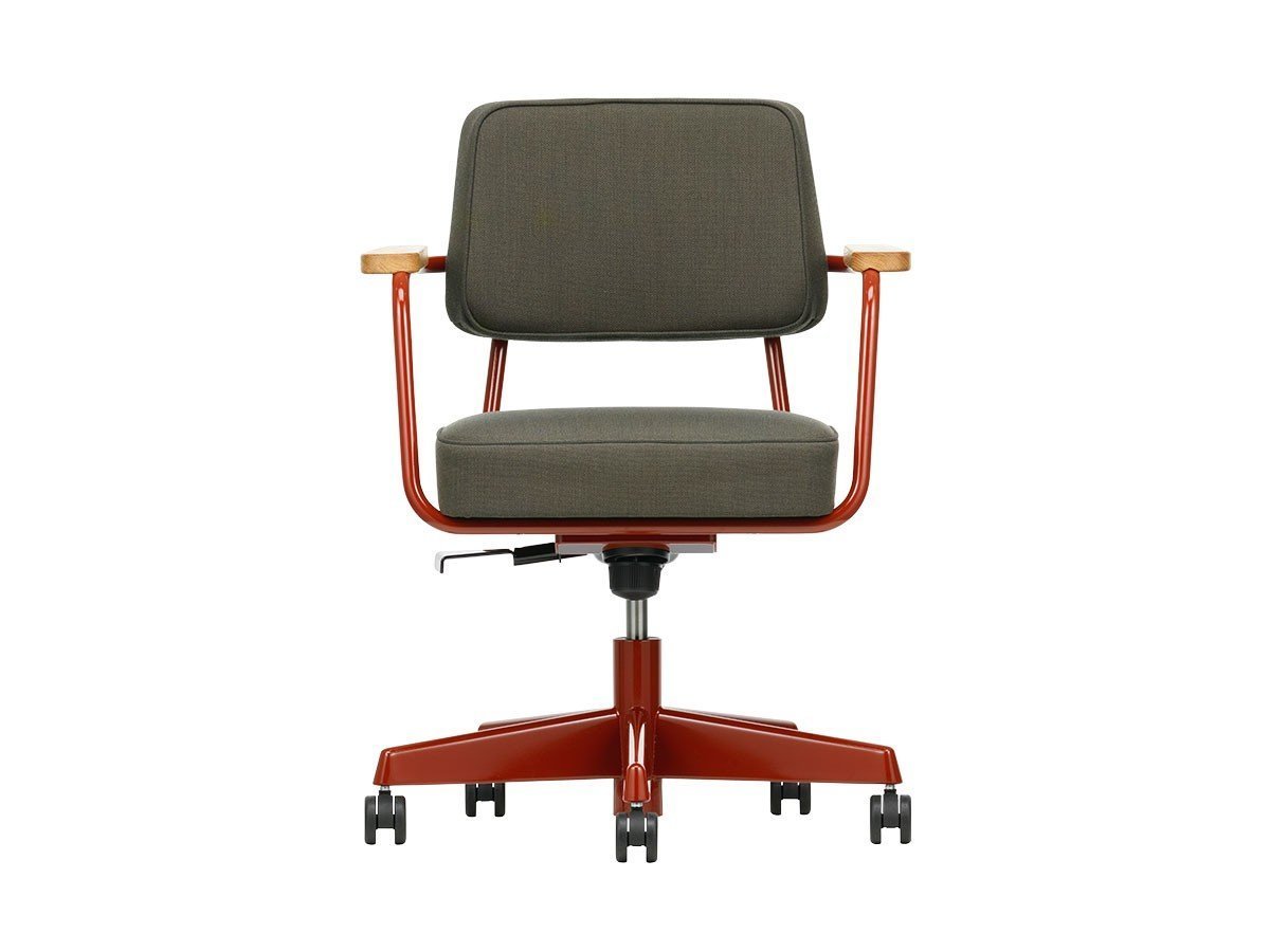 【ヴィトラ/Vitra / GOODS】のFauteuil Direction Pivotant / フォトゥイユ ディレクション ピヴォタン インテリア・キッズ・メンズ・レディースファッション・服の通販 founy(ファウニー) 　送料無料　Free Shipping　ファブリック　Fabric, Textile　フランス　France, French　ワーク　Workwear, Utility Style　ホーム・キャンプ・アウトドア・お取り寄せ　Home Living / Home & Lifestyle / Camping Gear / Outdoor Camping　家具・インテリア　Home Furniture & Interior. Stylish & Functional Living Spaces　チェア・椅子　Seating & Chairs　オフィスチェア・在宅ワーク用チェア　Office & Desk Chairs　張地:ボロ 02 ダークグレー(ファブリック F60) 、フレーム:ジャパニーズレッド、アーム:ナチ|ID: prp329100004967796 ipo3291000000037260977