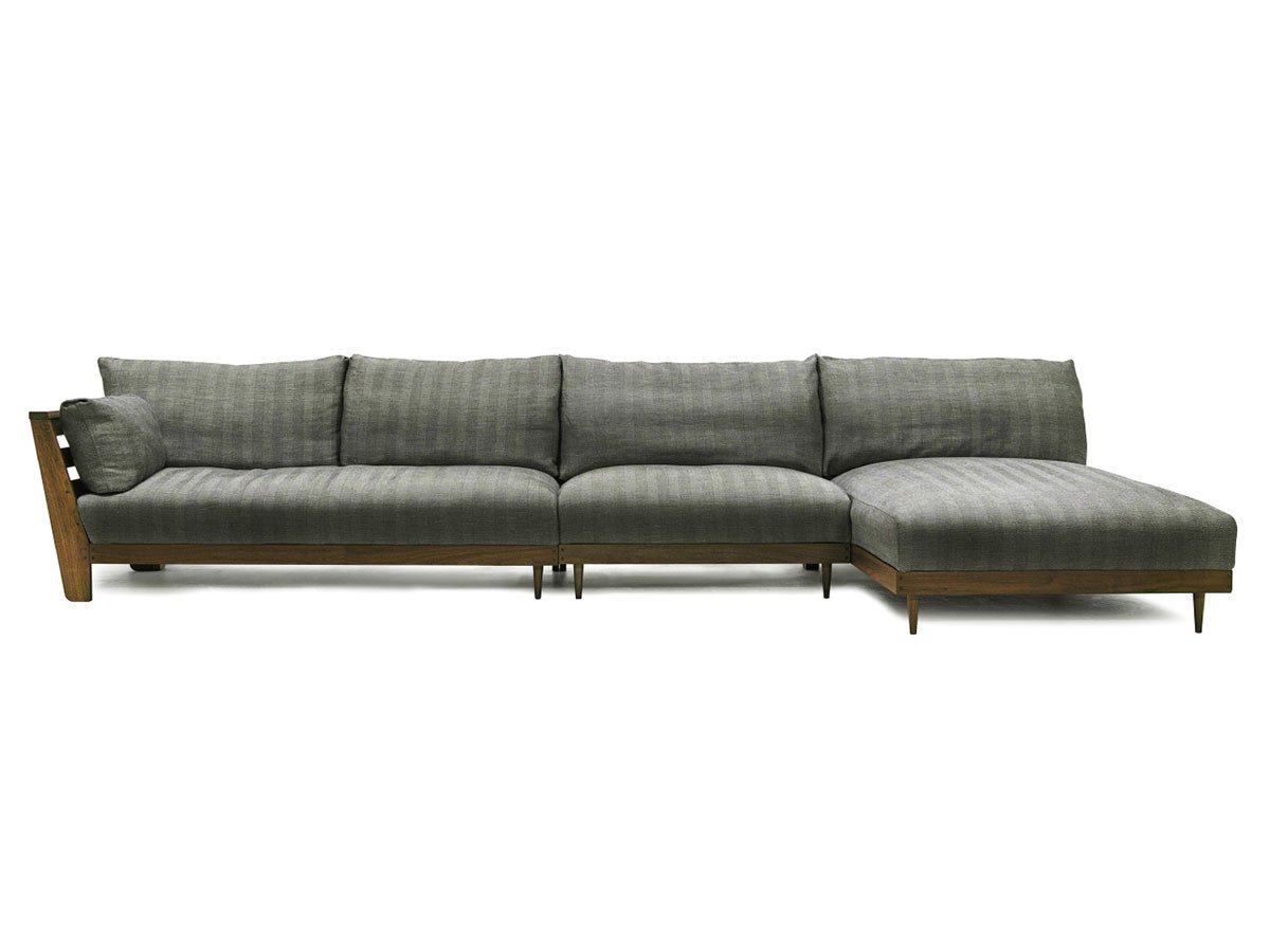 【マスターウォール/MASTERWAL / GOODS】のHEAVEN 950 SOFA / ヘヴン 950 ソファ ワンアーム 2シーター180 + アームレス 1シーター100 + アームレスカウチ100 インテリア・キッズ・メンズ・レディースファッション・服の通販 founy(ファウニー) 　ウッド　Wooden Design　クッション　Cushion, Throw Pillow　フェザー　Feather, Feather Detail　フレーム　Frame, Outline　ホーム・キャンプ・アウトドア・お取り寄せ　Home Living / Home & Lifestyle / Camping Gear / Outdoor Camping　家具・インテリア　Home Furniture & Interior. Stylish & Functional Living Spaces　ソファー　Couches & Sofas　カウチソファ・シェーズロング　Chaise Lounge Sofas　張地:A783 0011ブラック&リネン(ファブリック5)、フレーム:ウォールナット、カウチ|ID: prp329100004970162 ipo3291000000037273218