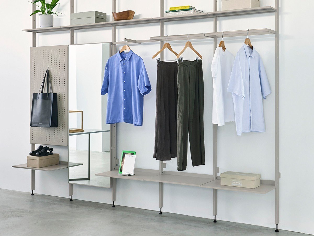 【スティール/stiiilll / GOODS】のShelf double 8plate wood pegboard set / シェルフ 2台 8段 + ウッドペグボード セット インテリア・キッズ・メンズ・レディースファッション・服の通販 founy(ファウニー) 　スリム　Slim, Slim Fit　フォルム　Silhouette, Form　フレーム　Frame, Outline　プレート　Plate, Dish　モダン　Modern, Contemporary　ホーム・キャンプ・アウトドア・お取り寄せ　Home Living / Home & Lifestyle / Camping Gear / Outdoor Camping　家具・インテリア　Home Furniture & Interior. Stylish & Functional Living Spaces　収納家具・キャビネット　Storage Furniture　シェルフ・オープンラック・収納棚　Open Shelf Rack　シリーズ参考イメージ|ID: prp329100004970409 ipo3291000000037274929