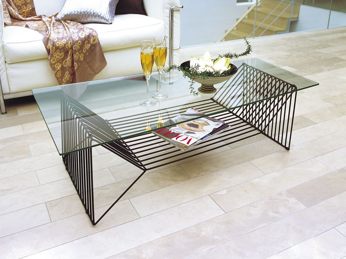 【フライミー ノワール/FLYMEe Noir / GOODS】のGLASS LIVING TABLE W120 / ガラスリビングテーブル 幅120cm m77165 インテリア・キッズ・メンズ・レディースファッション・服の通販 founy(ファウニー) 　送料無料　Free Shipping　ガラス　Glass, Glassware　スリム　Slim, Slim Fit　テーブル　Table, Dining Table　フレーム　Frame, Outline　ワイヤー　Wire, Wired Bra　台形　A-Line, Trapezoid Shape　ホーム・キャンプ・アウトドア・お取り寄せ　Home Living / Home & Lifestyle / Camping Gear / Outdoor Camping　家具・インテリア　Home Furniture & Interior. Stylish & Functional Living Spaces　テーブル　Dining, Coffee & Side Tables　ローテーブル・センターテーブル　Coffee & Center Tables　-|ID: prp329100004970445 ipo3291000000037275212