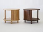 【アキ プラス/AKI+ / GOODS】のJYABARA Round Table / ジャバラ ラウンドテーブル 直径54cm 左:オーク / フラッシュ板、右:ウォールナット / 無垢材|ID: prp329100004970481 ipo3291000000037275506