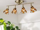 【フライミー ファクトリー/FLYMEe Factory / GOODS】のCUSTOM SERIES 4 Ceiling Lamp × Stained Glass Checker / カスタムシリーズ 4灯シーリングランプ × ステンドグラス(チェッカー) 器具本体:ゴールド|ID: prp329100004971067 ipo3291000000037278772