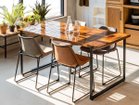 【ノットアンティークス/knot antiques / CRASH GATE】のMATERIA DINING TABLE / マテリア ダイニングテーブル チェス柄天板 + No.4脚(ロの字脚) サイズ:幅158cm、脚部ブラック(スチール)|ID: prp329100004971077 ipo3291000000037278852