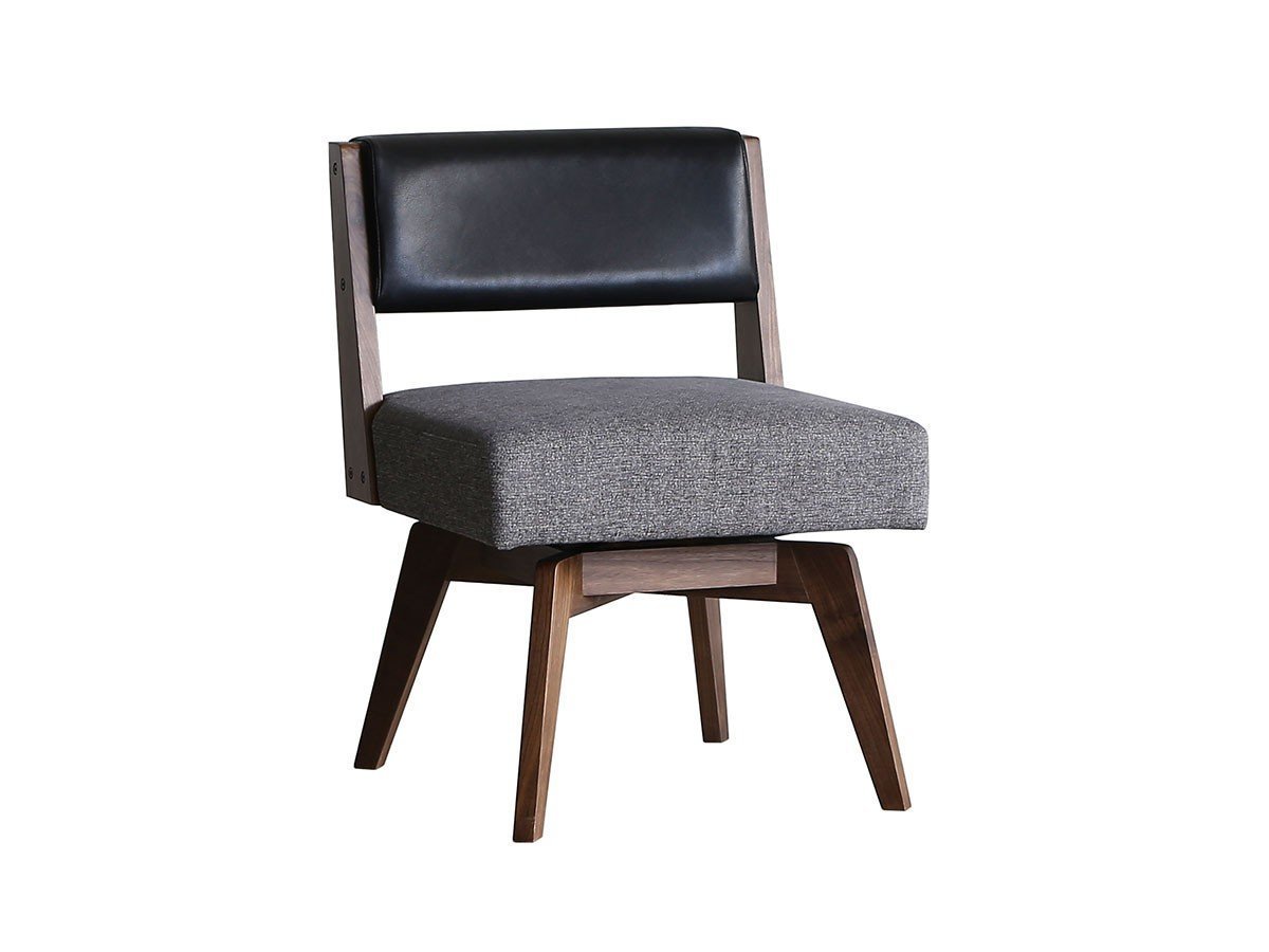 【イージーライフ/Easy Life / GOODS】のCAIN CHAIR / カイン 回転チェア 肘無(ウォールナット材) インテリア・キッズ・メンズ・レディースファッション・服の通販 founy(ファウニー) 　ファブリック　Fabric, Textile　ホーム・キャンプ・アウトドア・お取り寄せ　Home Living / Home & Lifestyle / Camping Gear / Outdoor Camping　家具・インテリア　Home Furniture & Interior. Stylish & Functional Living Spaces　チェア・椅子　Seating & Chairs　ダイニングチェア・木製チェア　Dining Chairs　張地:PVCブラック × ICグレー、座面カバー:不要|ID: prp329100004971104 ipo3291000000037279071