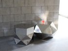 【三代目板金屋/Bankinya / GOODS】のhexagon stool / coffee table / ヘキサゴン スツール / コーヒーテーブル 左:本商品、右:octagon stool / coffee table (共に鏡面仕上げ)|ID: prp329100004972632 ipo3291000000037286388