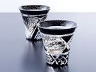 【東洋佐々木ガラス/TOYO-SASAKI GLASS / GOODS】のKIRIKO Glass / 八千代切子 杯 開扇柄(墨) 奥:本商品、手前:柄違い|ID: prp329100004972817 ipo3291000000037287182