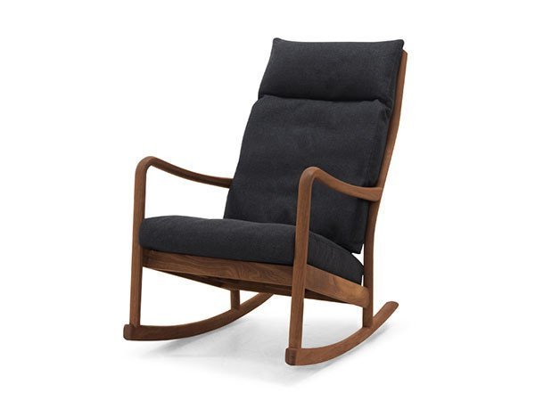 【マスターウォール/MASTERWAL / GOODS】のBLUEPRINT HIGH BACK ROCKING CHAIR / ブループリント ハイバック ロッキングチェア インテリア・キッズ・メンズ・レディースファッション・服の通販 founy(ファウニー) 　なめらか　Smooth, Silky Texture　クッション　Cushion, Throw Pillow　ダウン　Down, Puffer　ハーフ　Half, Half-Length　フィット　Fit, Slim Fit　プリント　Print, Printed Pattern　ホーム・キャンプ・アウトドア・お取り寄せ　Home Living / Home & Lifestyle / Camping Gear / Outdoor Camping　家具・インテリア　Home Furniture & Interior. Stylish & Functional Living Spaces　チェア・椅子　Seating & Chairs　ロッキングチェア・ゆりかご椅子　Rocking Chairs & Gliders　張地:デュオ 55ブラック(ファブリック3)、フレーム:ウォールナット|ID: prp329100004984065 ipo3291000000037336505