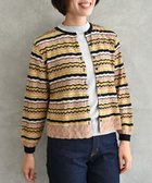 【ムーク/muuc】の〈高品質シルク100%〉〈通年着られる〉袖リブあり シェルボタン使用 透かしレース編み シルクマルチボーダーカーディガン ブロンズブラック|ID: prp329100001425213 ipo3291000000028592249