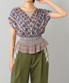 【グレース コンチネンタル/GRACE CONTINENTAL】のシャーリングプリント刺繍トップ ベージュ|ID: prp329100001927630 ipo3291000000028590024